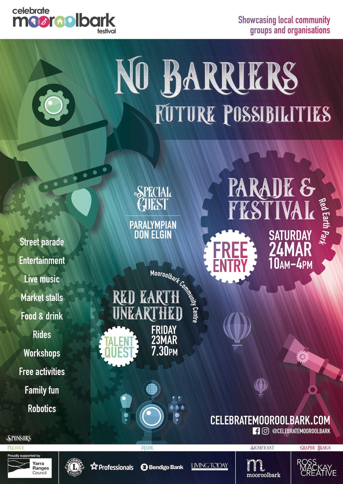 Celebrate Mooroolbark 2018: No Barriers Future Possibilities. Poster
