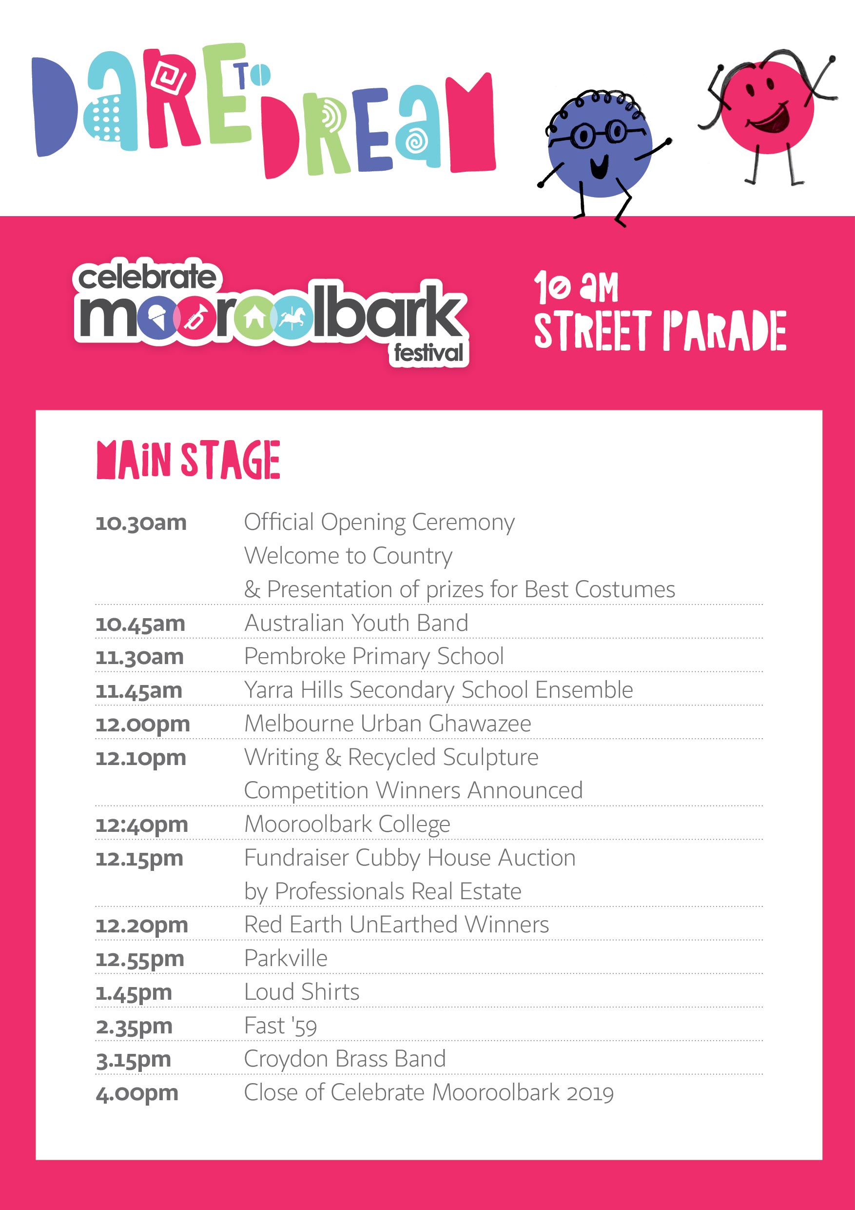 2019 Celebrate Mooroolbark main stage program